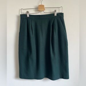 Vintage Sag Harbor Pure Wool 100% Skirt Size 14 Dark Green Career Office Church